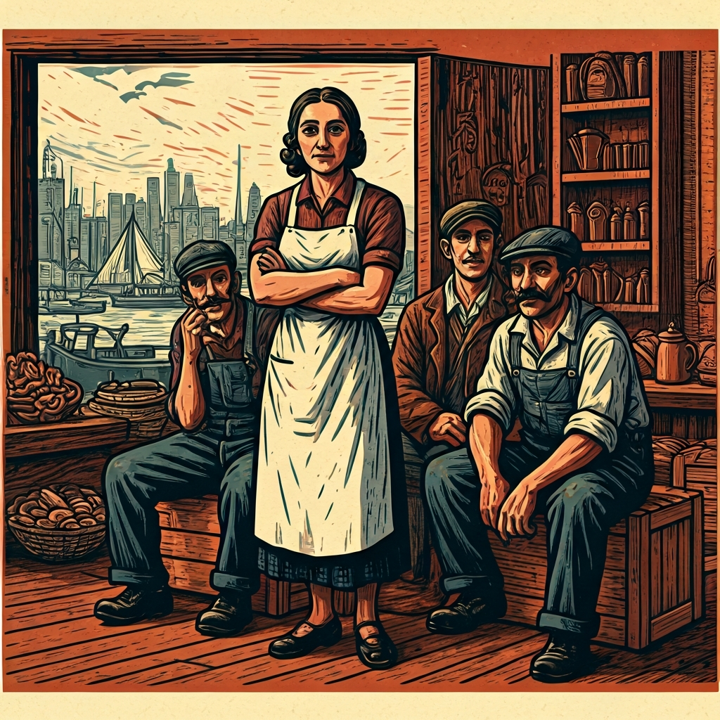 Illustration for the Yiddish word baleboste