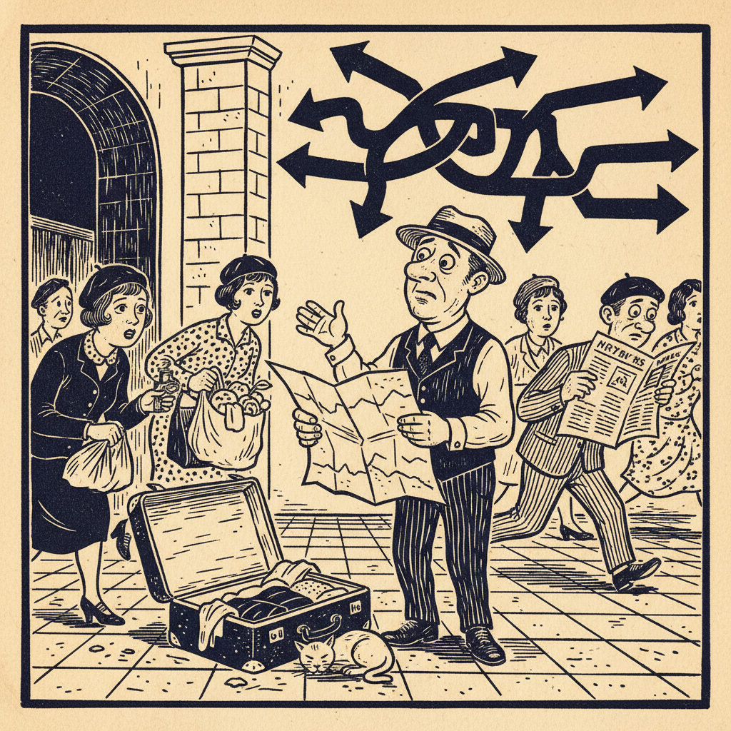 Illustration for the Yiddish word blondzhen